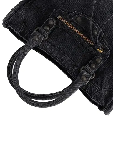 Balenciaga Women's Le City Denim Top Handle Bag - Black | Thumbnail 6