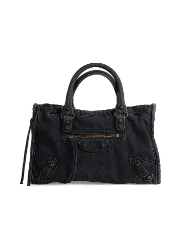 Balenciaga Women's Le City Denim Top Handle Bag - Black | Thumbnail 1