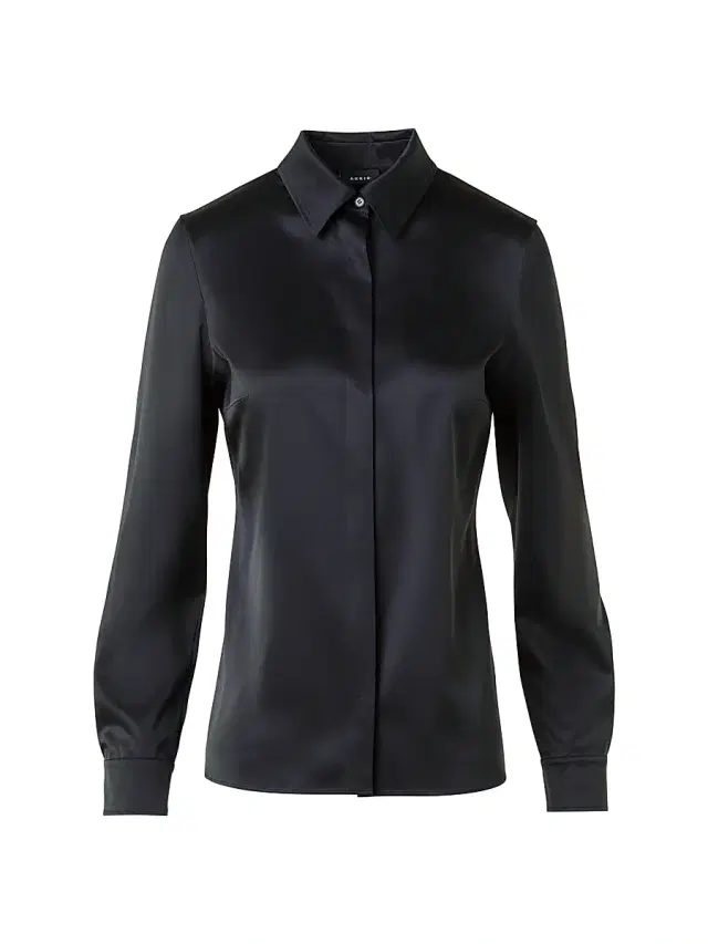 Women's Fitted Stretch Silk Shirt - Black