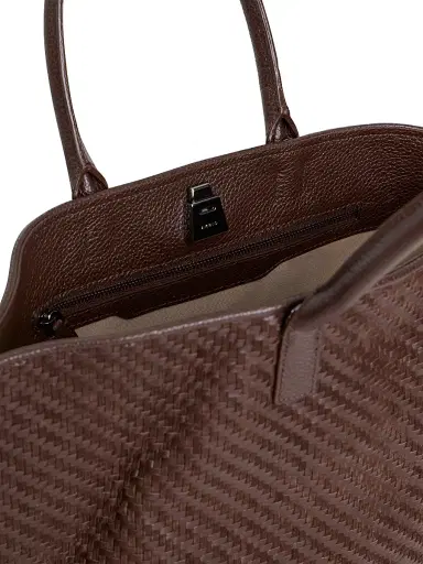 Akris Women's Ai Braided Leather Tote Bag - Chocolate | Thumbnail 4 Akris Women's Ai Braided Leather Tote Bag - Chocolate | Thumbnail 4