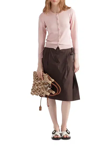 Prada Women's Cotton and Silk Knit Cardigan - Pink | Thumbnail 6