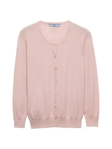 Prada Women's Cotton and Silk Knit Cardigan - Pink | Thumbnail 1