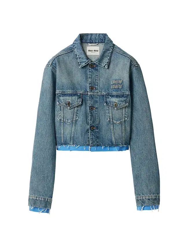 Miu Miu Women's Denim and Poplin Trucker Jacket - Blue