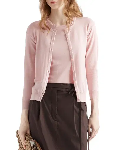 Prada Women's Silk and Cotton Crew-Neck Sweater - Pink | Thumbnail 2
