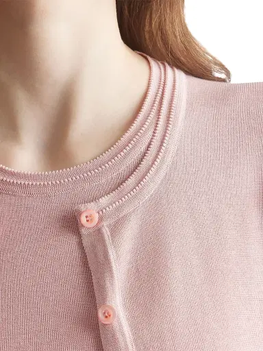 Prada Women's Silk and Cotton Crew-Neck Sweater - Pink | Thumbnail 4