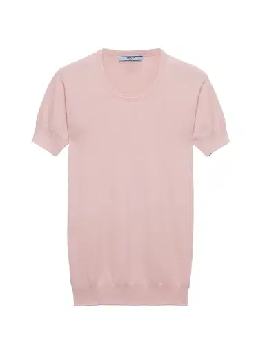 Prada Women's Silk and Cotton Crew-Neck Sweater - Pink | Thumbnail 1