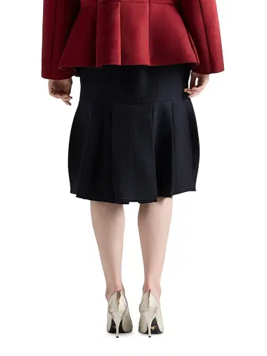 Prada Women's Chevron Wool Midi Skirt - Blue | Thumbnail 3 Prada Women's Chevron Wool Midi Skirt - Blue | Thumbnail 3