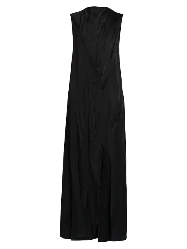 Jil Sander Women's Crinkle Satin Sleeveless Maxi Dress - Black