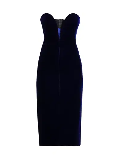 TOM FORD Women's Plunge Sweetheart Velvet Cocktail Dress - Purple Blue | Thumbnail 1