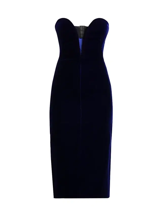 TOM FORD Women's Plunge Sweetheart Velvet Cocktail Dress - Purple Blue