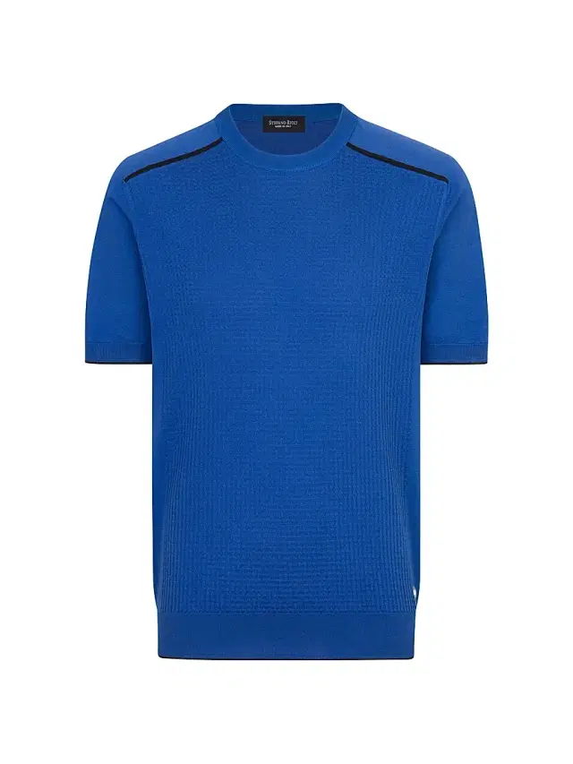Stefano Ricci Men's Silk and Cotton Knit Crewneck Sweater - Blue