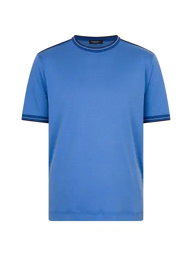 Stefano Ricci Men's Silk and Cotton Crewneck Sweater - Blue - Size 50 | Thumbnail 1 Stefano Ricci Men's Silk and Cotton Crewneck Sweater - Blue - Size 50 | Thumbnail 1