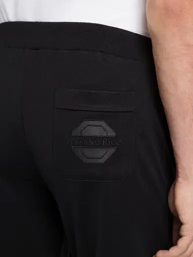 Stefano Ricci Men's Cotton and Silk Blend Jogging Trousers - Black - Size 44 | Thumbnail 4