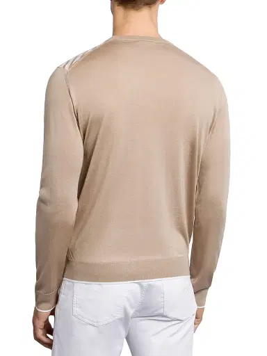 Stefano Ricci Men's Cotton and Silk Jacquard Knit Sweater - Beige White - Size 46 | Thumbnail 3 Stefano Ricci Men's Cotton and Silk Jacquard Knit Sweater - Beige White - Size 46 | Thumbnail 3