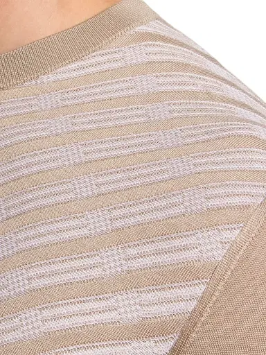 Stefano Ricci Men's Cotton and Silk Jacquard Knit Sweater - Beige White - Size 46 | Thumbnail 5 Stefano Ricci Men's Cotton and Silk Jacquard Knit Sweater - Beige White - Size 46 | Thumbnail 5