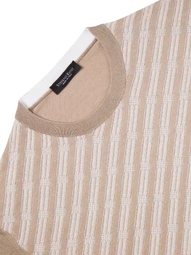 Stefano Ricci Men's Cotton and Silk Jacquard Knit Sweater - Beige White - Size 46 | Thumbnail 7 Stefano Ricci Men's Cotton and Silk Jacquard Knit Sweater - Beige White - Size 46 | Thumbnail 7