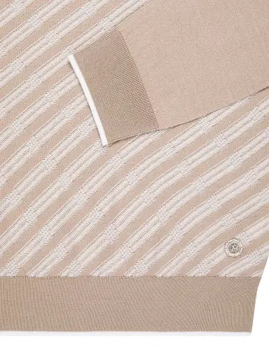 Stefano Ricci Men's Cotton and Silk Jacquard Knit Sweater - Beige White - Size 46 | Thumbnail 8 Stefano Ricci Men's Cotton and Silk Jacquard Knit Sweater - Beige White - Size 46 | Thumbnail 8