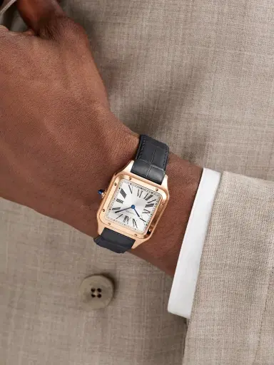 Cartier Santos-Dumont Large 43.5mm 18-Karat Rose Gold and Alligator Watch, Ref. No. WGSA0116 - Men | Thumbnail 2