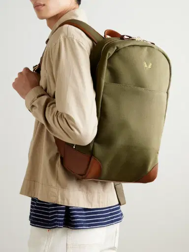 Bennett Winch Logo-Embroidered Leather-Trimmed Cotton-Canvas Backpack - Men | Thumbnail 2 Bennett Winch Logo-Embroidered Leather-Trimmed Cotton-Canvas Backpack - Men | Thumbnail 2