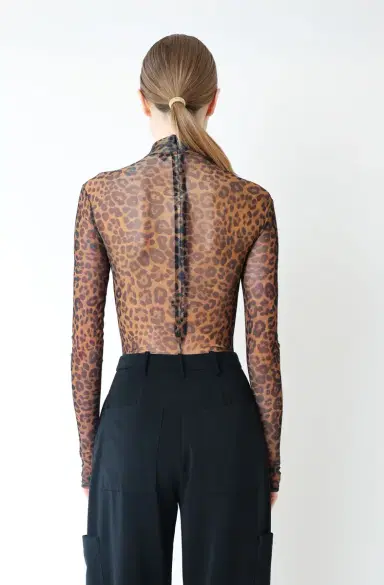 Lapointe Printed Mesh Mock Neck Bodysuit | Thumbnail 3 Lapointe Printed Mesh Mock Neck Bodysuit | Thumbnail 3