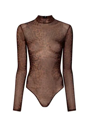 Lapointe Printed Mesh Mock Neck Bodysuit | Thumbnail 1 Lapointe Printed Mesh Mock Neck Bodysuit | Thumbnail 1