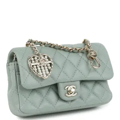 Chanel Chanel Nano Classic Double Flap Bag Charm Dark Green Lambskin Light Gold Hardware | Thumbnail 2 Chanel Chanel Nano Classic Double Flap Bag Charm Dark Green Lambskin Light Gold Hardware | Thumbnail 2