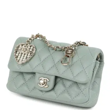 Chanel Chanel Nano Classic Double Flap Bag Charm Dark Green Lambskin Light Gold Hardware | Thumbnail 5 Chanel Chanel Nano Classic Double Flap Bag Charm Dark Green Lambskin Light Gold Hardware | Thumbnail 5
