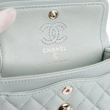Chanel Chanel Nano Classic Double Flap Bag Charm Dark Green Lambskin Light Gold Hardware | Thumbnail 9 Chanel Chanel Nano Classic Double Flap Bag Charm Dark Green Lambskin Light Gold Hardware | Thumbnail 9