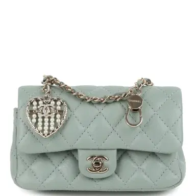 Chanel Chanel Nano Classic Double Flap Bag Charm Dark Green Lambskin Light Gold Hardware | Thumbnail 1 Chanel Chanel Nano Classic Double Flap Bag Charm Dark Green Lambskin Light Gold Hardware | Thumbnail 1