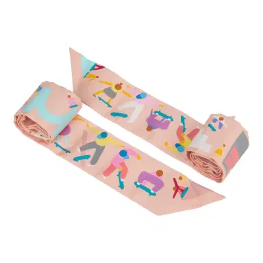 HERMÈS Hermes "Figures Libres" Rose Poudre and Blue Multi Silk Twilly Pair | Thumbnail 3 HERMÈS Hermes "Figures Libres" Rose Poudre and Blue Multi Silk Twilly Pair | Thumbnail 3