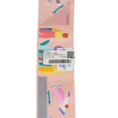 HERMÈS Hermes "Figures Libres" Rose Poudre and Blue Multi Silk Twilly Pair | Thumbnail 4 HERMÈS Hermes "Figures Libres" Rose Poudre and Blue Multi Silk Twilly Pair | Thumbnail 4