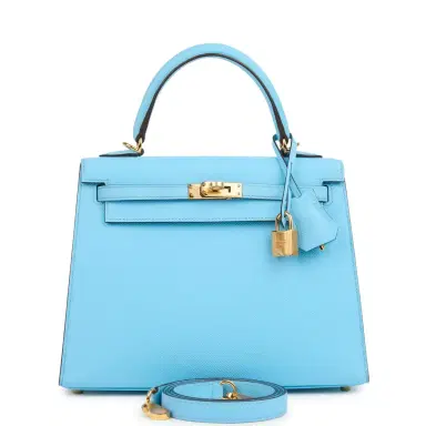 HERMÈS Hermes Kelly Sellier 25 Celeste Epsom Gold Hardware | Thumbnail 1 HERMÈS Hermes Kelly Sellier 25 Celeste Epsom Gold Hardware | Thumbnail 1