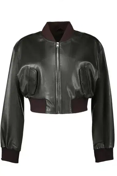 LAMARQUE Evelin Crop Bomber Jacket - Dark Olive | Thumbnail 1