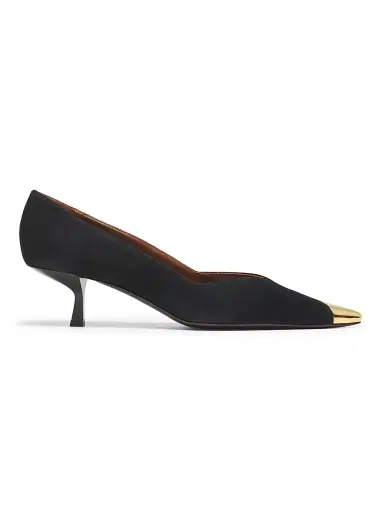 Giuseppe Zanotti Women's 50MM Cap-Toe Leather Kitten-Heel Pumps - Nero Oro - Size 11.5 | Thumbnail 1
