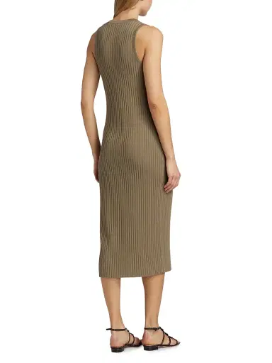 Vince Women's Rib-Knit Button-Front Midi-Dress - Tapenade | Thumbnail 5 Vince Women's Rib-Knit Button-Front Midi-Dress - Tapenade | Thumbnail 5