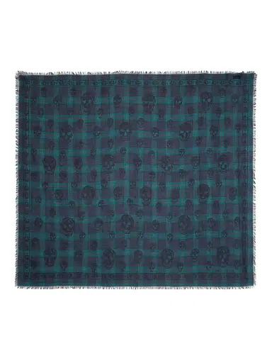 Alexander McQueen Men's Skull Plaid Cotton Scarf | Thumbnail 1 Alexander McQueen Men's Skull Plaid Cotton Scarf | Thumbnail 1