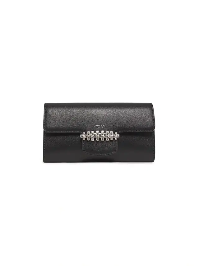 Jimmy Choo Women's Bing Leather Chain Wallet - Black Silver