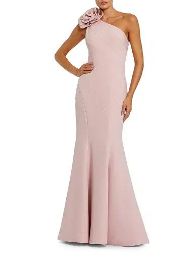 Mac Duggal Women's Flower-Detailed Crepe One-Shoulder Mermaid Gown - Blush - Size 14 | Thumbnail 1