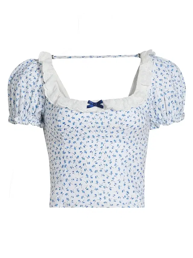 Reformation Women's Alice Floral Puff-Sleeve Linen Top - Hanna