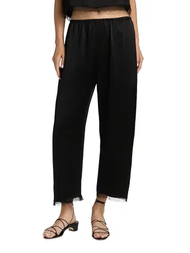 Leset Women's Barb Lace-Trim Cropped Pants - Black | Thumbnail 3