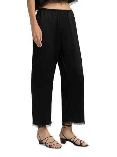 Leset Women's Barb Lace-Trim Cropped Pants - Black | Thumbnail 4