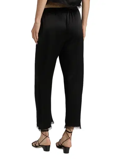 Leset Women's Barb Lace-Trim Cropped Pants - Black | Thumbnail 5