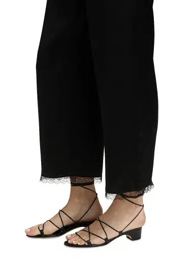 Leset Women's Barb Lace-Trim Cropped Pants - Black | Thumbnail 6