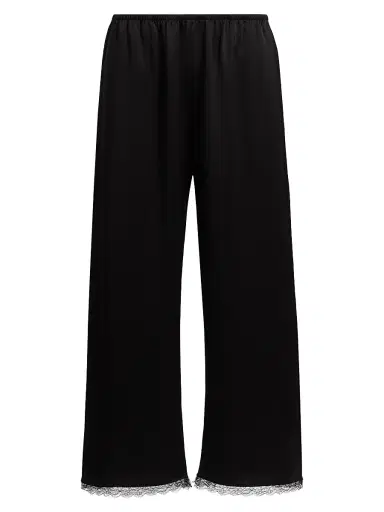 Leset Women's Barb Lace-Trim Cropped Pants - Black | Thumbnail 1