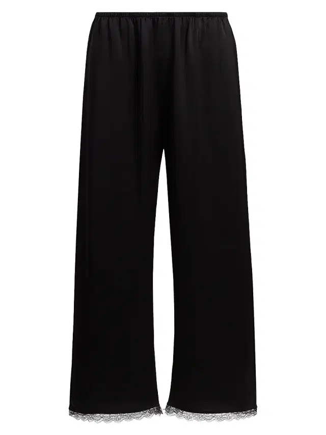 Women's Barb Lace-Trim Cropped Pants - Black