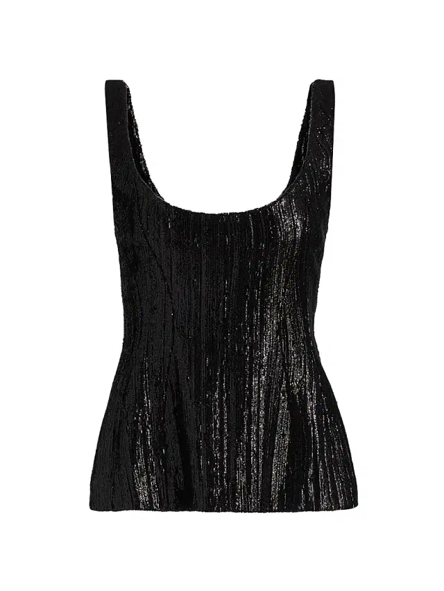 Prabal Gurung Women's Sequined Corset Seam Tank - Black