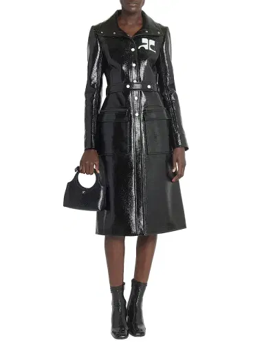 Courrèges Women's Reedition Vinyl Belted Trench Coat - Black | Thumbnail 2 Courrèges Women's Reedition Vinyl Belted Trench Coat - Black | Thumbnail 2