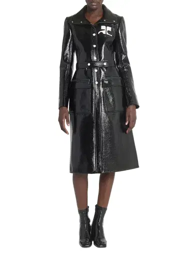 Courrèges Women's Reedition Vinyl Belted Trench Coat - Black | Thumbnail 3 Courrèges Women's Reedition Vinyl Belted Trench Coat - Black | Thumbnail 3