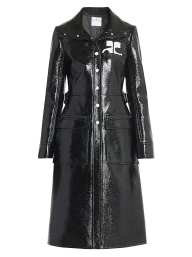 Courrèges Women's Reedition Vinyl Belted Trench Coat - Black | Thumbnail 1 Courrèges Women's Reedition Vinyl Belted Trench Coat - Black | Thumbnail 1