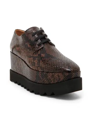 Stella McCartney Women's Elyse Snakeskin-Printed Platform Sneakers - Coffee - Size 11 | Thumbnail 2